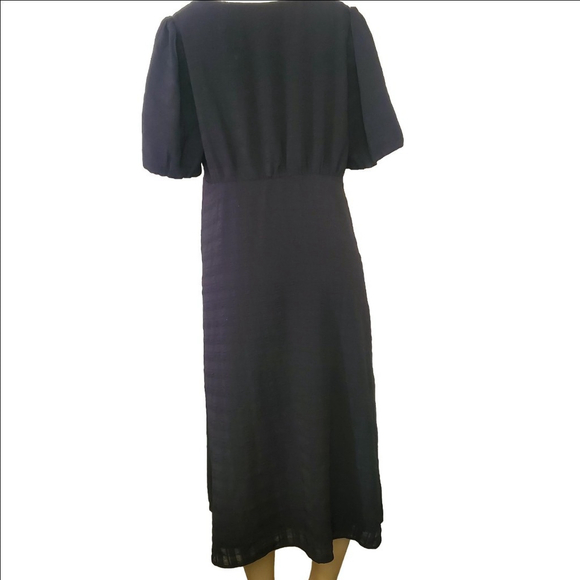 Black Babydoll Midi Dress OX Plus Size Button Down Office Whimsigoth - Picture 4 of 16